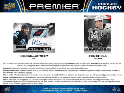 2022-23 Premier Upper Deck Hockey Cards Hobby Box