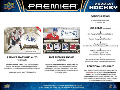 2022-23 Premier Upper Deck Hockey Cards Hobby Box