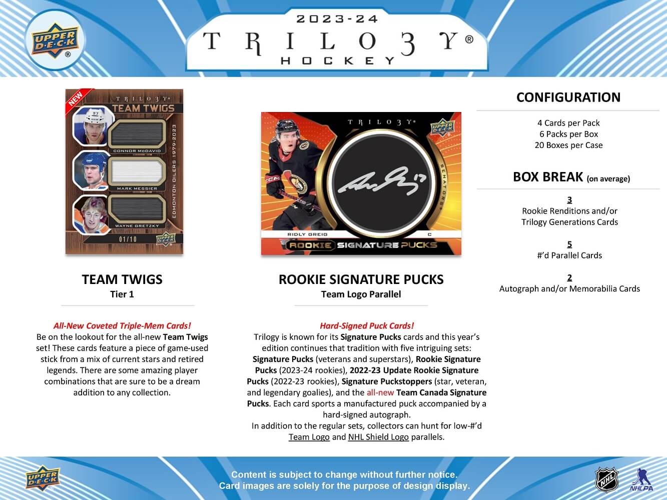 2023/24 Upper Deck Trilogy Hockey Cards Hobby Box