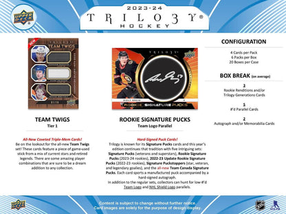 2023/24 Upper Deck Trilogy Hockey Cards Hobby Box