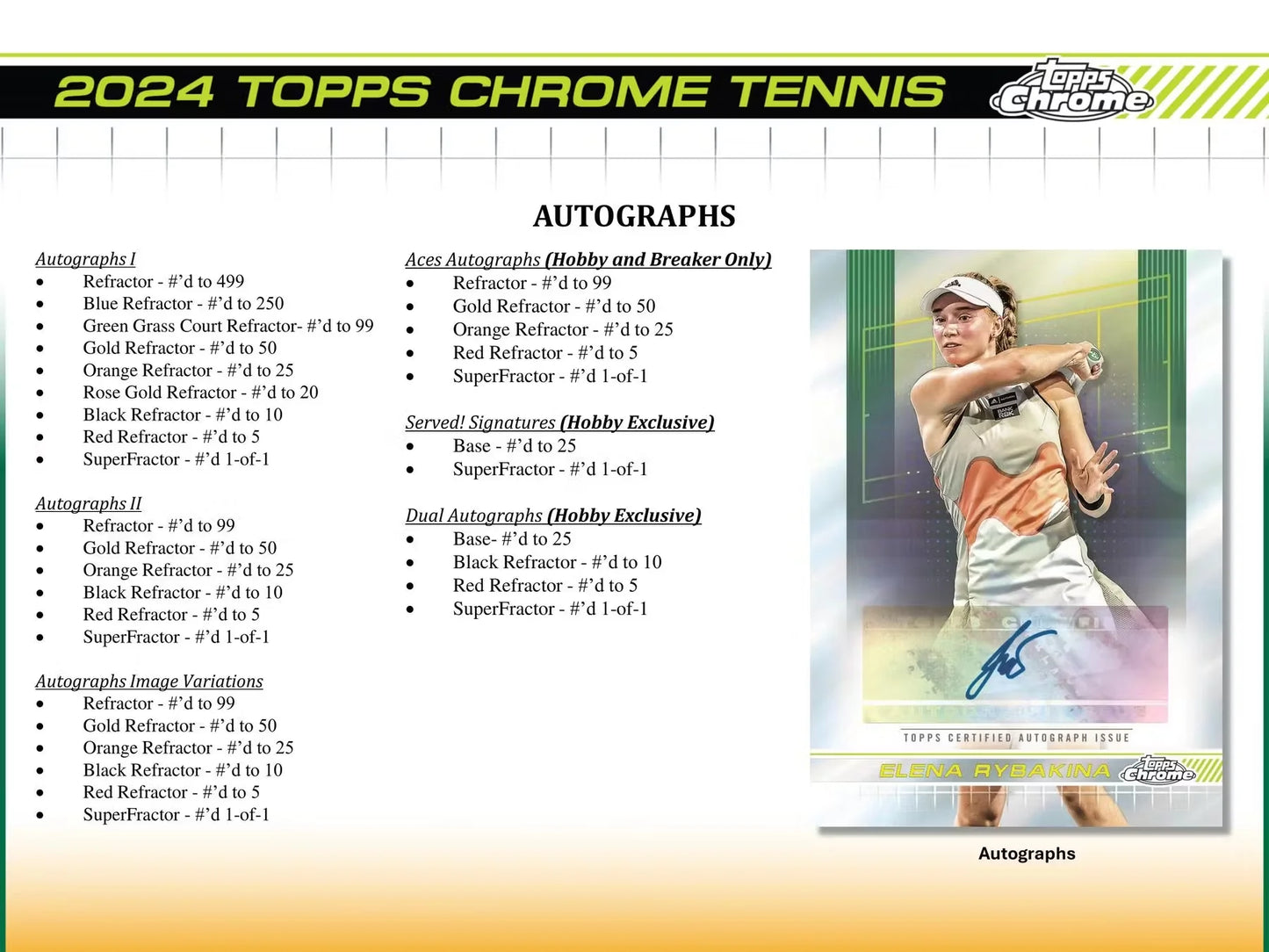 2024 Topps Chrome Collection Tennis Hobby Box