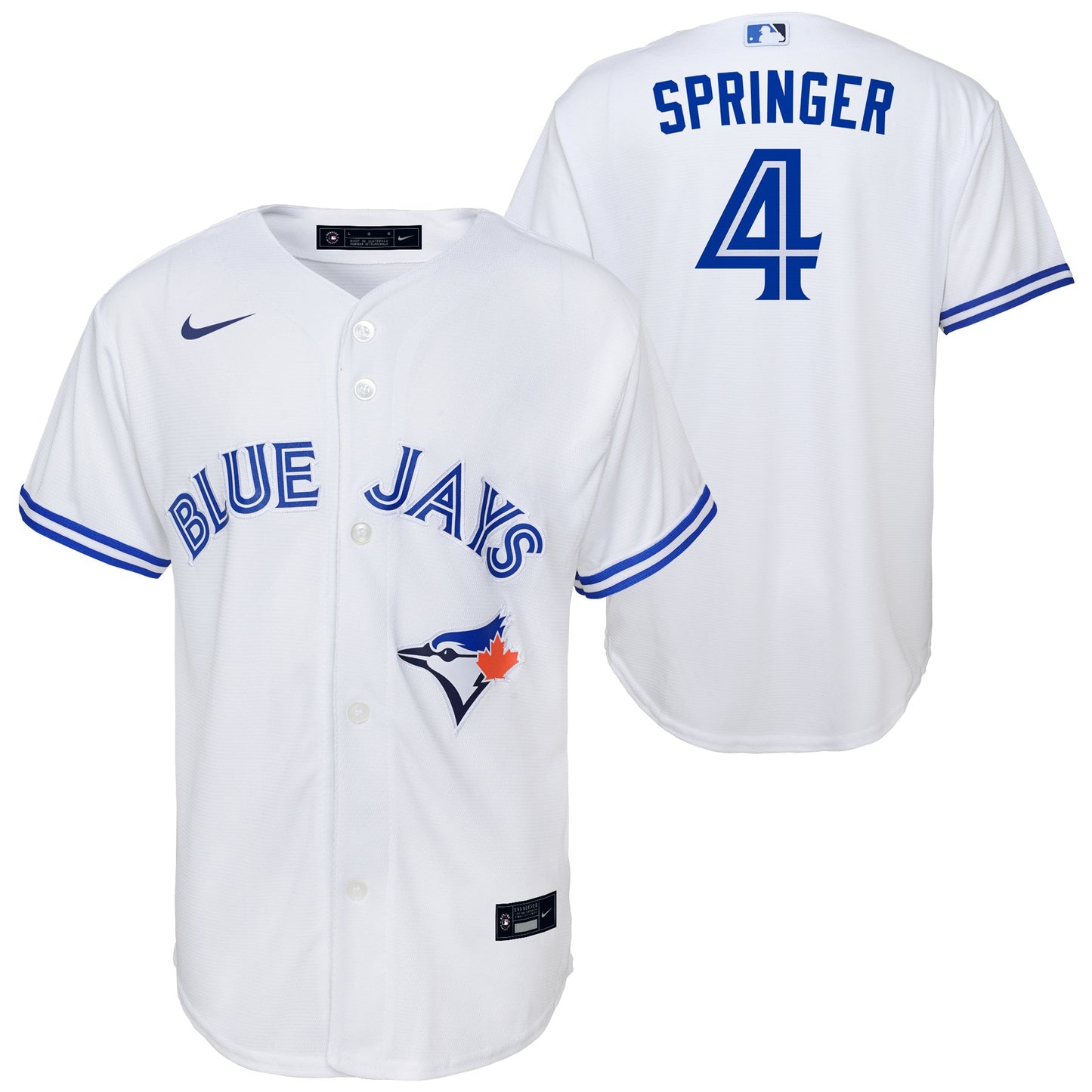 Youth Toronto Blue Jays George Springer #4 White Baseline Jersey