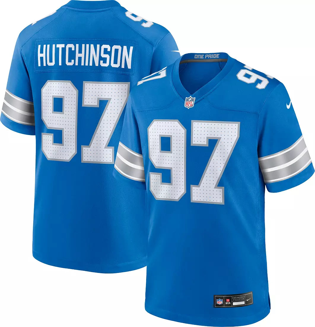 Aiden Hutchinson #97 Detroit Lions Nike Player Game Home Jersey - Blue
