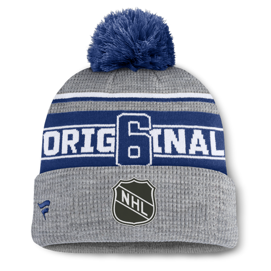 Toronto Maple Leafs Fanatics Heather Gray Lumberjack Cuffed Knit Hat with Pom - Blue/Grey