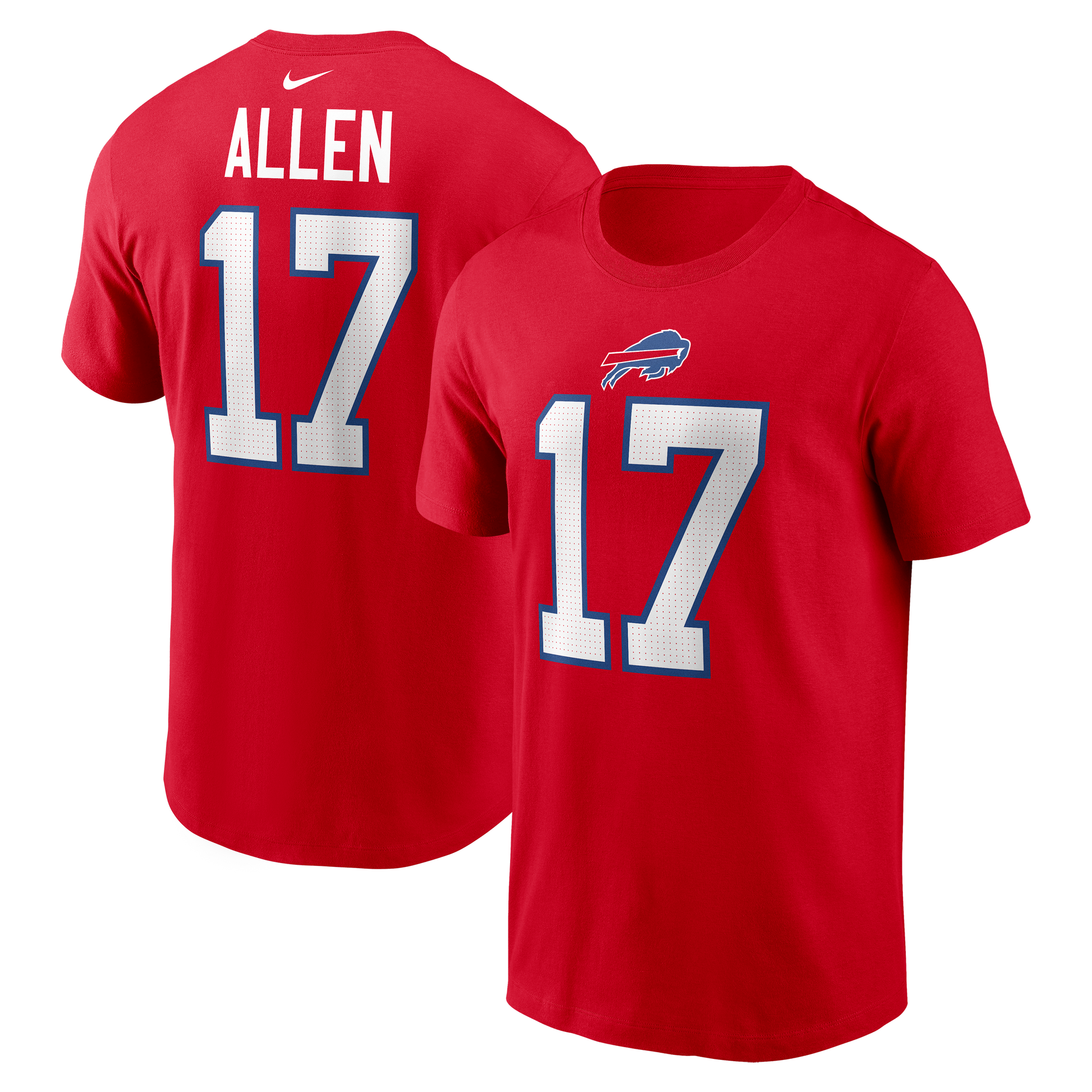 Buffalo Bills Josh Allen #17 Name & Number T-Shirt - Red - Pro League Sports Collectibles Inc.