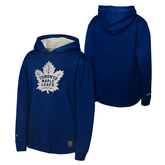 Youth Toronto Maple Leafs Mitchell and Ness Long Sleeve Thermal Pullover Hoodie - Blue - Pro League Sports Collectibles Inc.