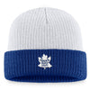 Toronto Maple Leafs Fanatics Branded Heritage Vintage Cuffed Knit Hat - White/Blue - Pro League Sports Collectibles Inc.