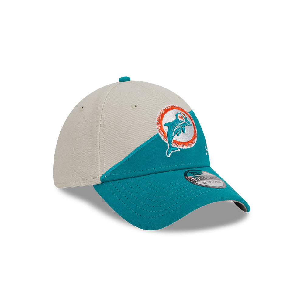 Miami Dolphins New Era 2023 Historic Sideline 39THIRTY Flex Hat - Cream/Teal - Pro League Sports Collectibles Inc.