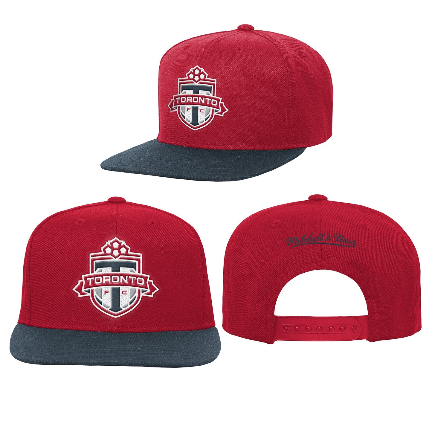 Youth Toronto FC Mitchell & Ness Two-Tone Flat Brim Adjustable SnapBack Hat