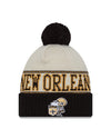 New Orleans Saints New Era 2023 Sideline Historic Pom Cuffed Knit Hat - Cream/Black - Pro League Sports Collectibles Inc.