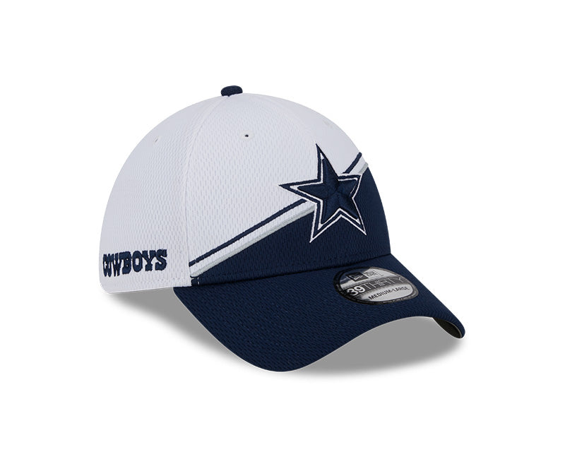 Dallas Cowboys New Era 2023 Sideline 39THIRTY Flex Hat - White/Navy - Pro League Sports Collectibles Inc.