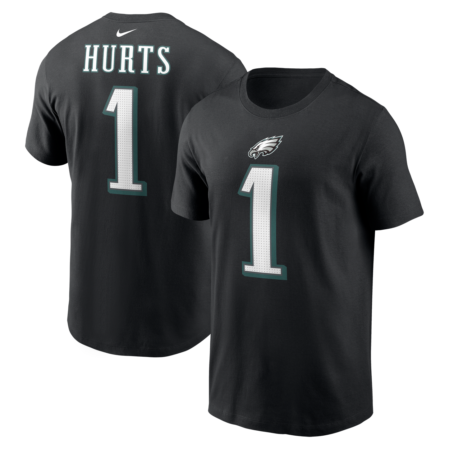 Jalen Hurts #1 Philadelphia Eagles Nike - Name & Number Black T-Shirt - Pro League Sports Collectibles Inc.