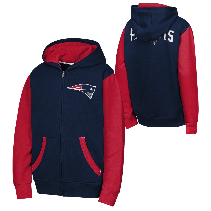 Youth New England Patriots Stadium 2.0 Full Zip Fleece Hoodie