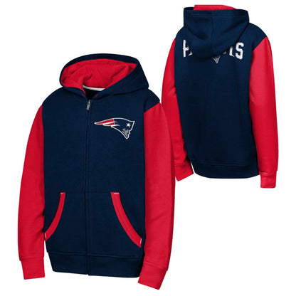 Youth New England Patriots Stadium 2.0 Full Zip Fleece Hoodie