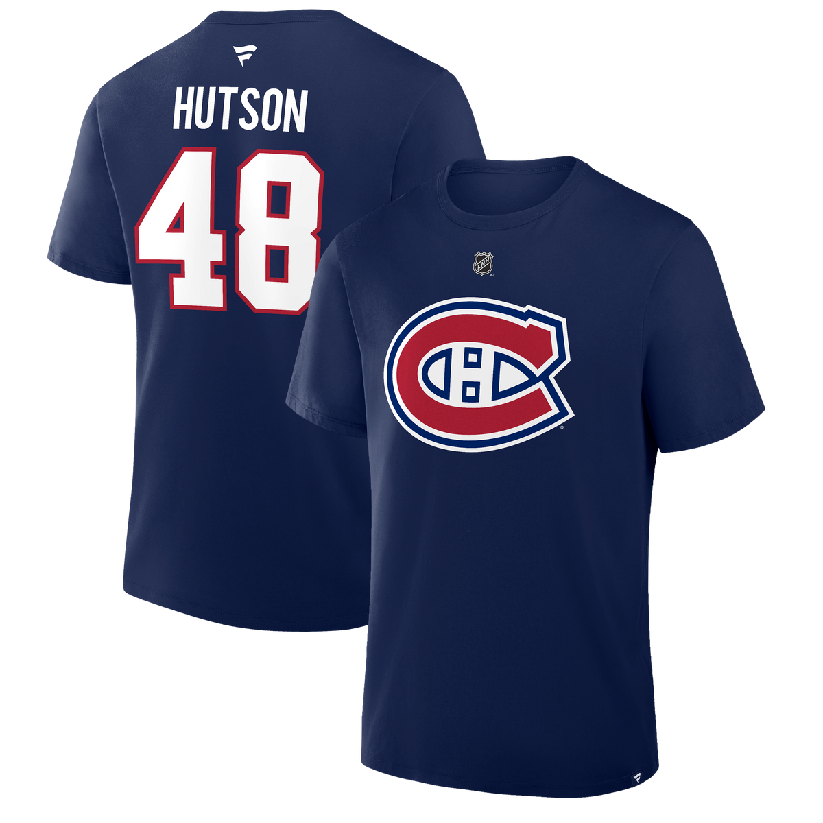 Lane Hutson #48 Montreal Canadiens Fanatics Authentic Stack Name and Number T-Shirt - Navy