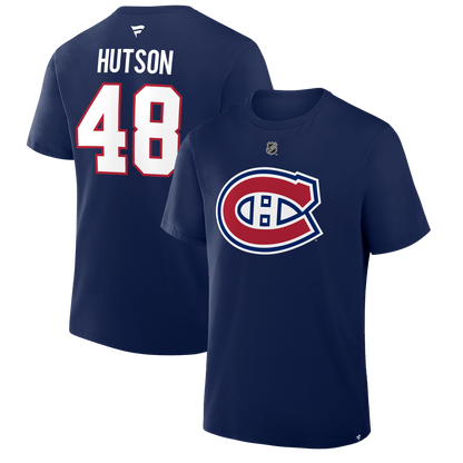 Lane Hutson #48 Montreal Canadiens Fanatics Authentic Stack Name and Number T-Shirt - Navy