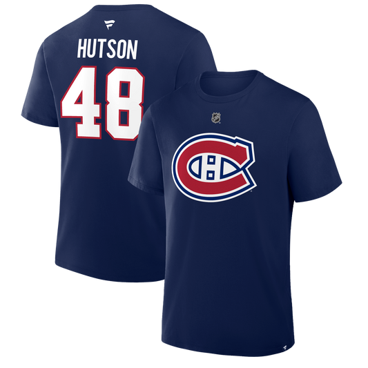 Lane Hutson #48 Montreal Canadiens Fanatics Authentic Stack Name and Number T-Shirt - Navy