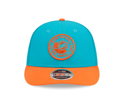 Miami Dolphins New Era 2023 Sideline Low Profile 9FIFTY Snapback Hat - Aqua/Orange