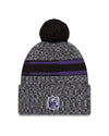 Baltimore Ravens New Era 2023 Sideline - Sport Cuffed Pom Knit Hat - Black - Pro League Sports Collectibles Inc.