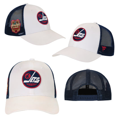 Youth Winnipeg Jets Fanatics A-Pro 2026 NHL Heritage Classic Trucker Adjustable Hat - White