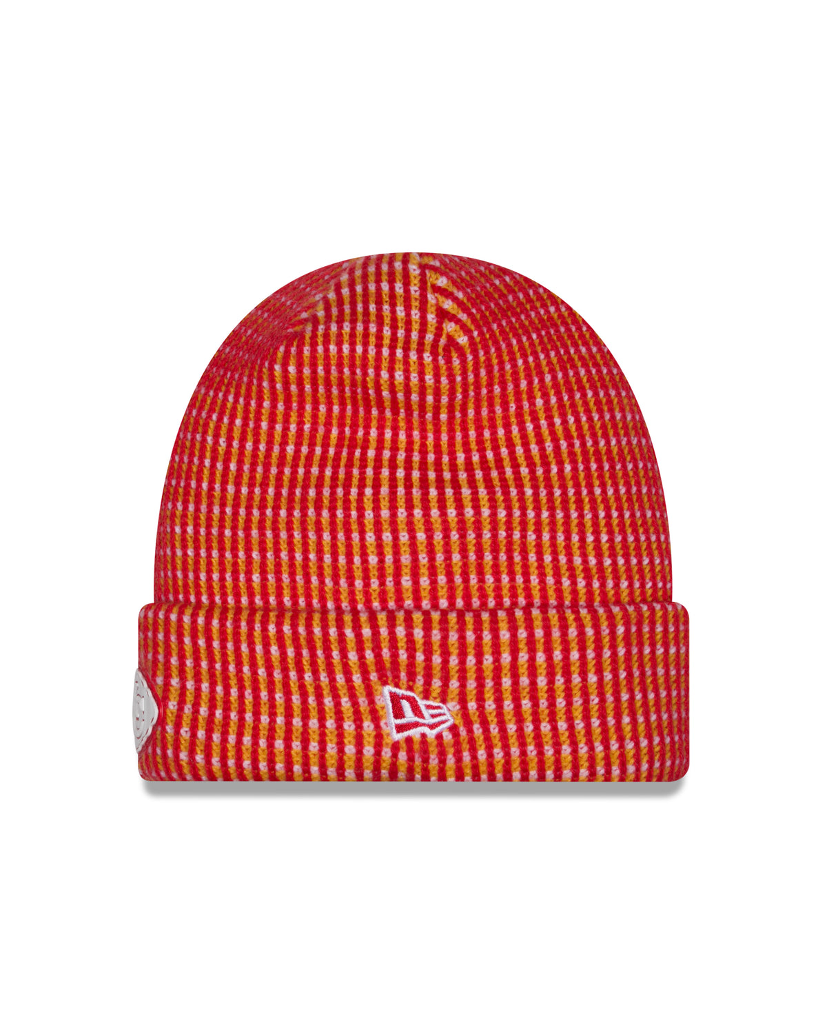 Kansas City Chiefs 2026 New Era NFL Sideline Cold Weather Cuff Knit Toque - Red / Yellow