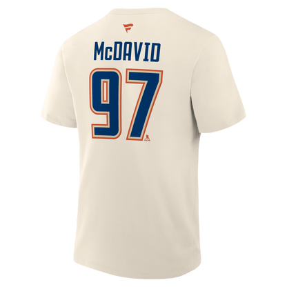 Connor McDavid #97 Edmonton Oilers Fanatics Authentic Stack Name and Number T-Shirt - Cream