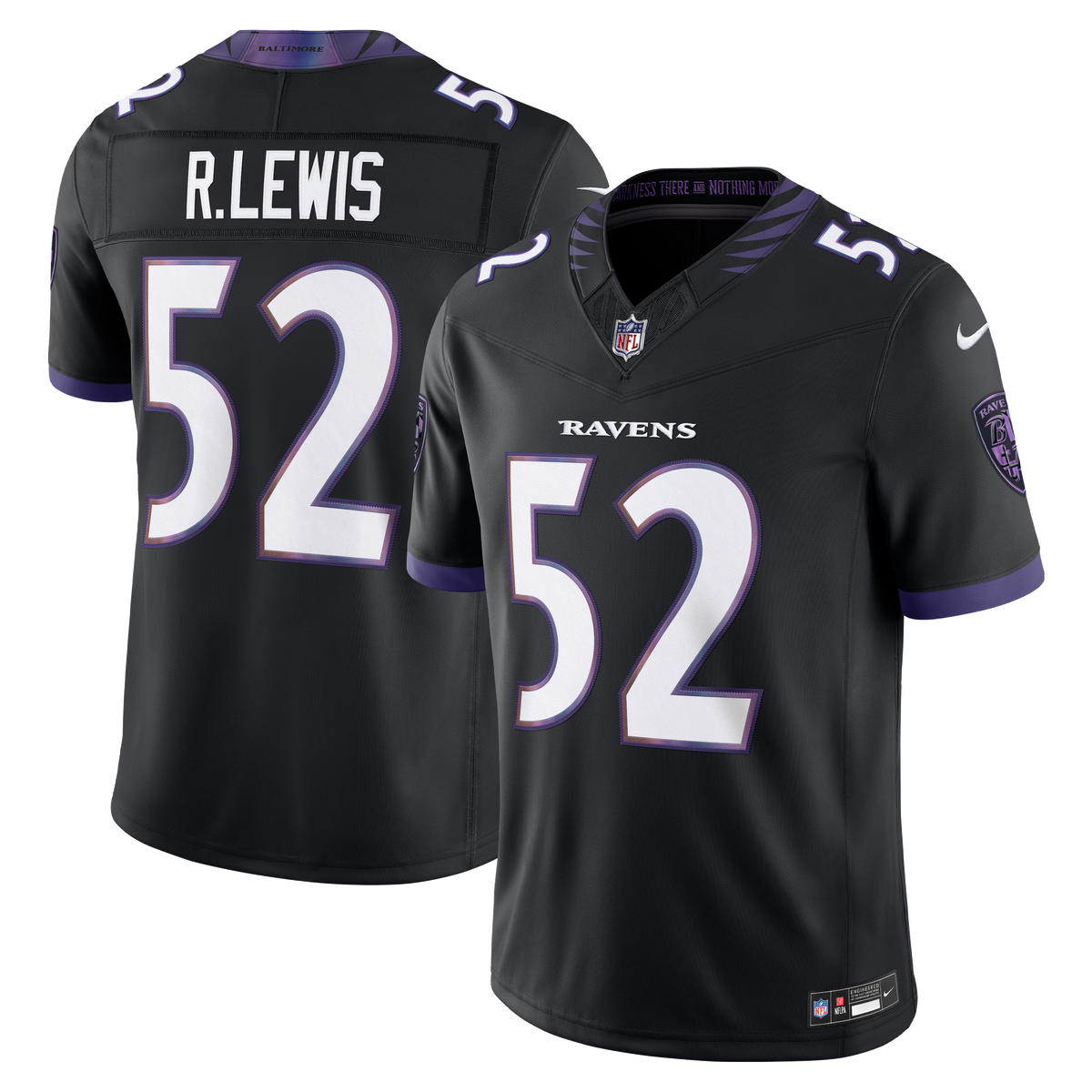 Ray Lewis #52 Retired Baltimore Ravens Nike Alternate Vapor F.U.S.E. Stitched Limited Jersey - Black Purple