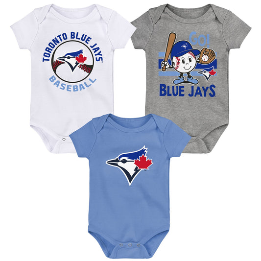 Infant Toronto Blue Jays Fan Romper Onesie 3 Pack Set