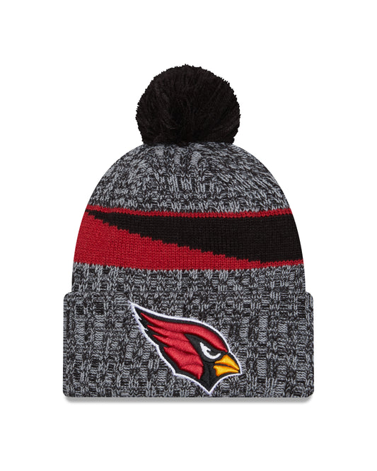 Arizona Cardinals New Era 2023 Sideline - Sport Cuffed Pom Knit Hat - Black - Pro League Sports Collectibles Inc.