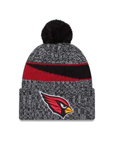 Arizona Cardinals New Era 2023 Sideline - Sport Cuffed Pom Knit Hat - Black - Pro League Sports Collectibles Inc.