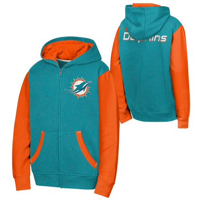 Youth Miami Dolphins Stadium 2.0 Full Zip Fleece Hoodie