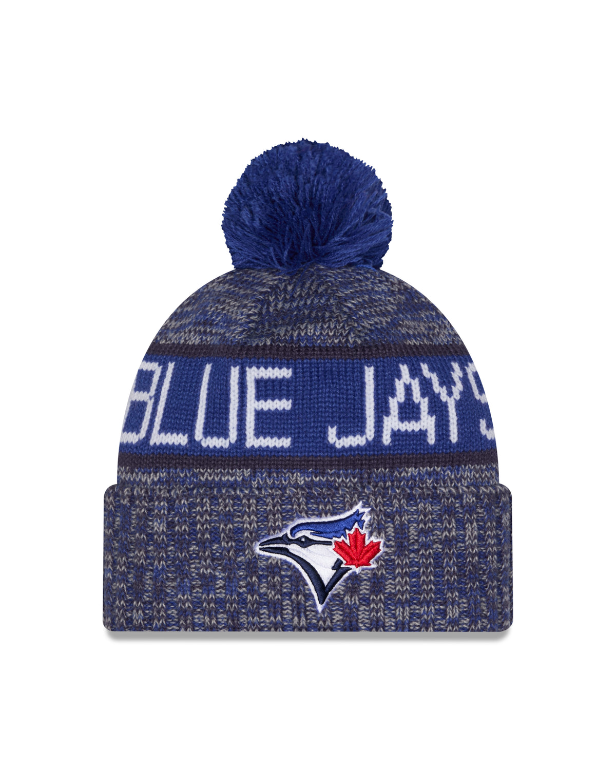Youth Toronto Blue Jays New Era Tri Colour Cuffed Knit Hat with Pom