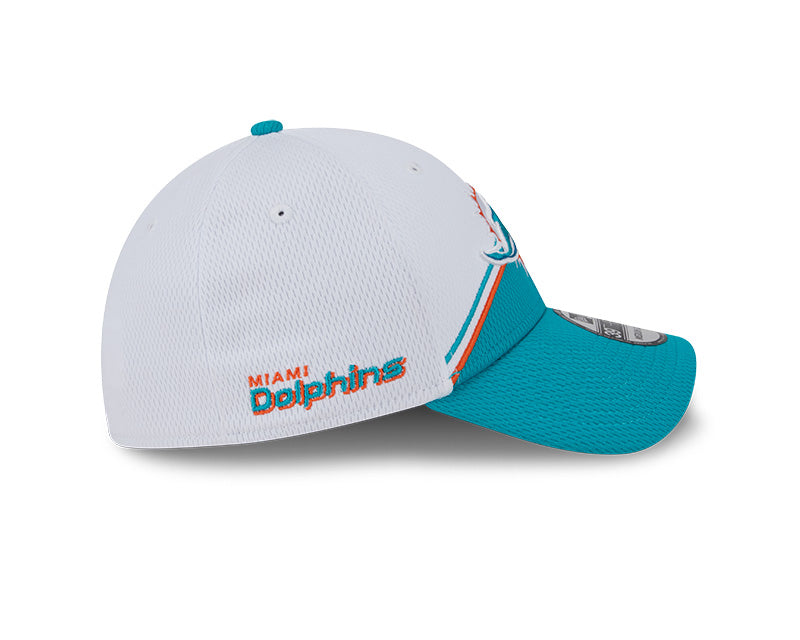 Miami Dolphins New Era 2023 Sideline 39THIRTY Flex Hat - White/Teal - Pro League Sports Collectibles Inc.