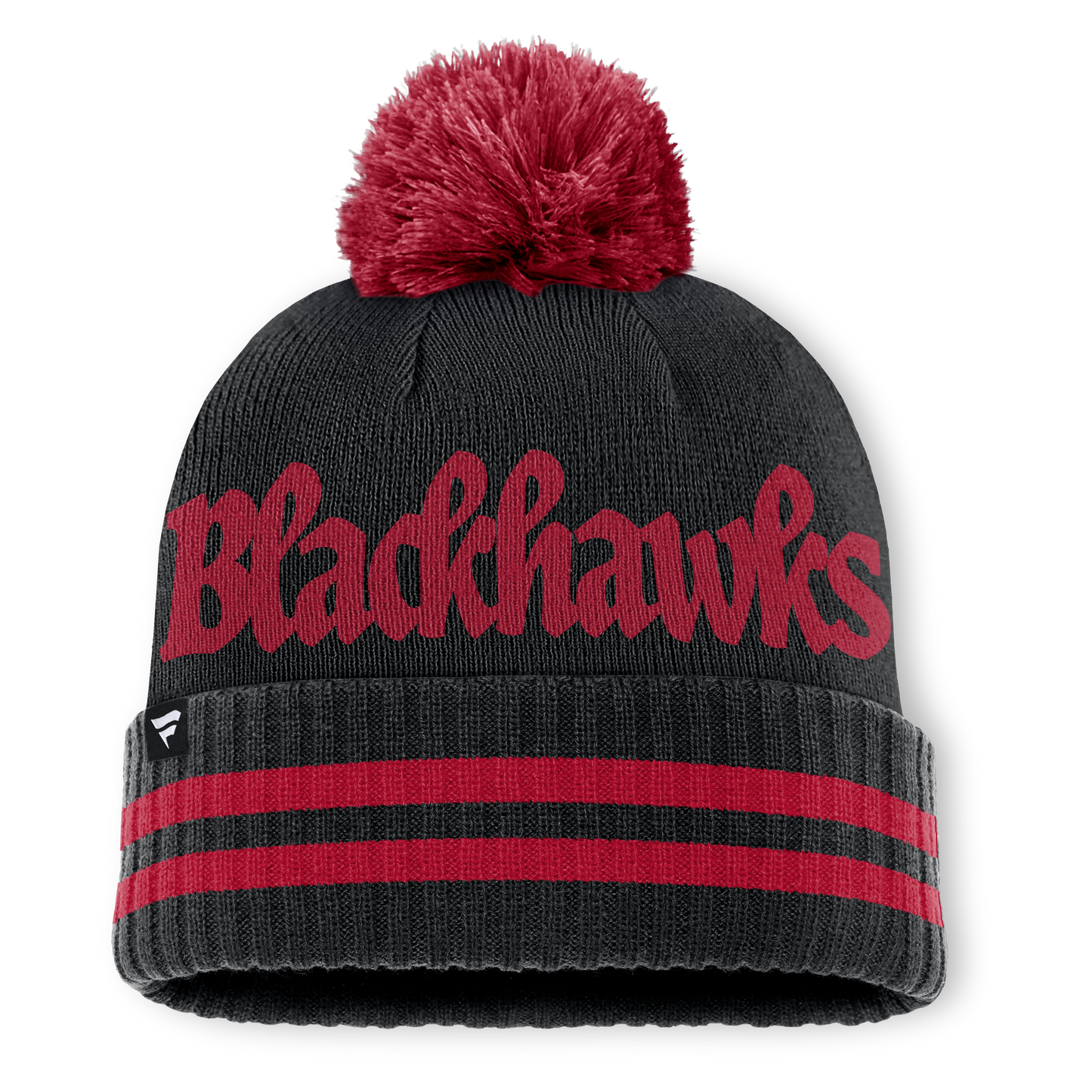 Chicago Blackhawks Fanatics Heritage Blind Side Cuff Knit Toque with Pom - Black