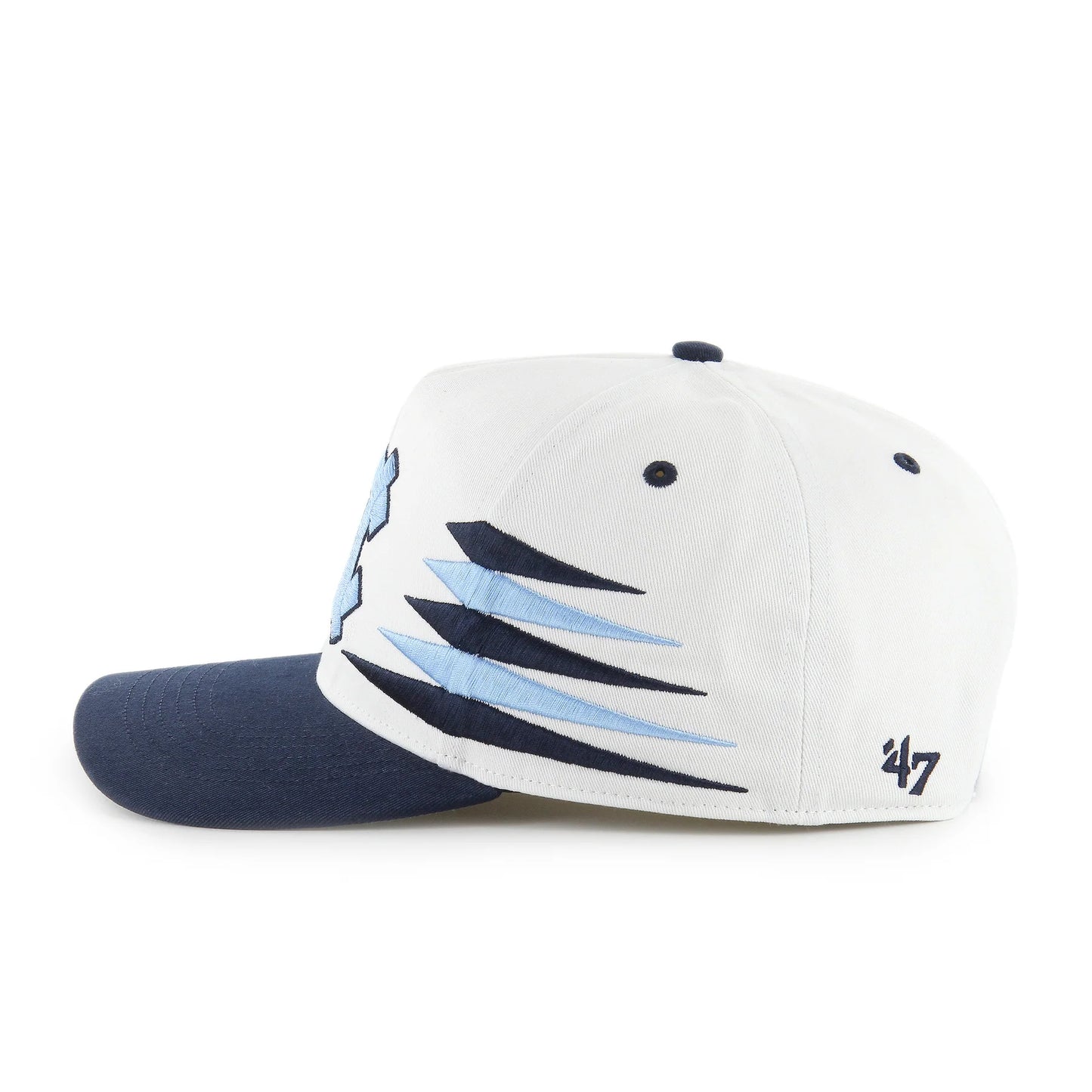 North Carolina 47' Brand Diamond Cut Hitch Snapback Hat - White
