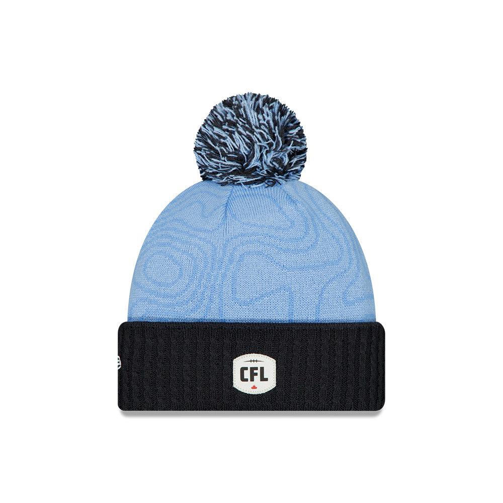 TORONTO ARGONAUTS CFL 2025 New Era Side Line Knit Pom Toque - Sky Navy