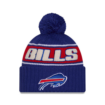 Youth Buffalo Bills New Era 2024-25 NFL Sideline - Sports Knit Official Pom Cuffed Hat