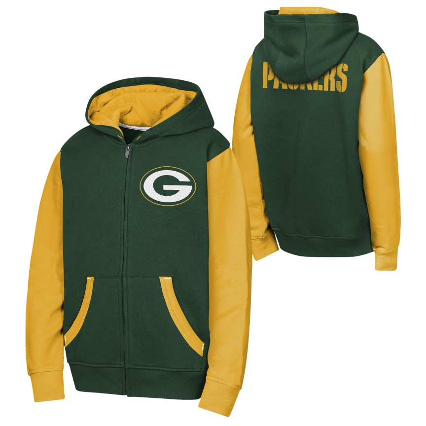 Youth Green Bay Packers Stadium 2.0 Full Zip Fleece Hoodie