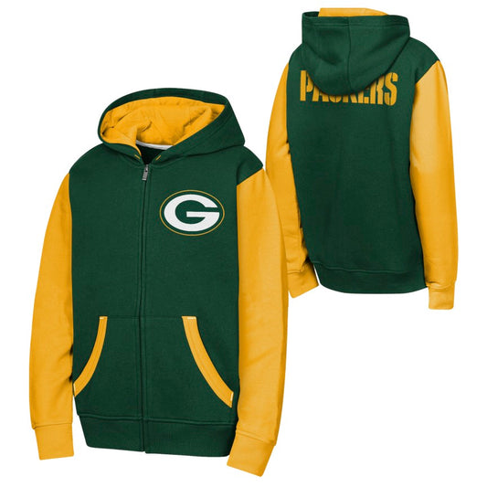Youth Green Bay Packers Stadium 2.0 Full Zip Fleece Hoodie