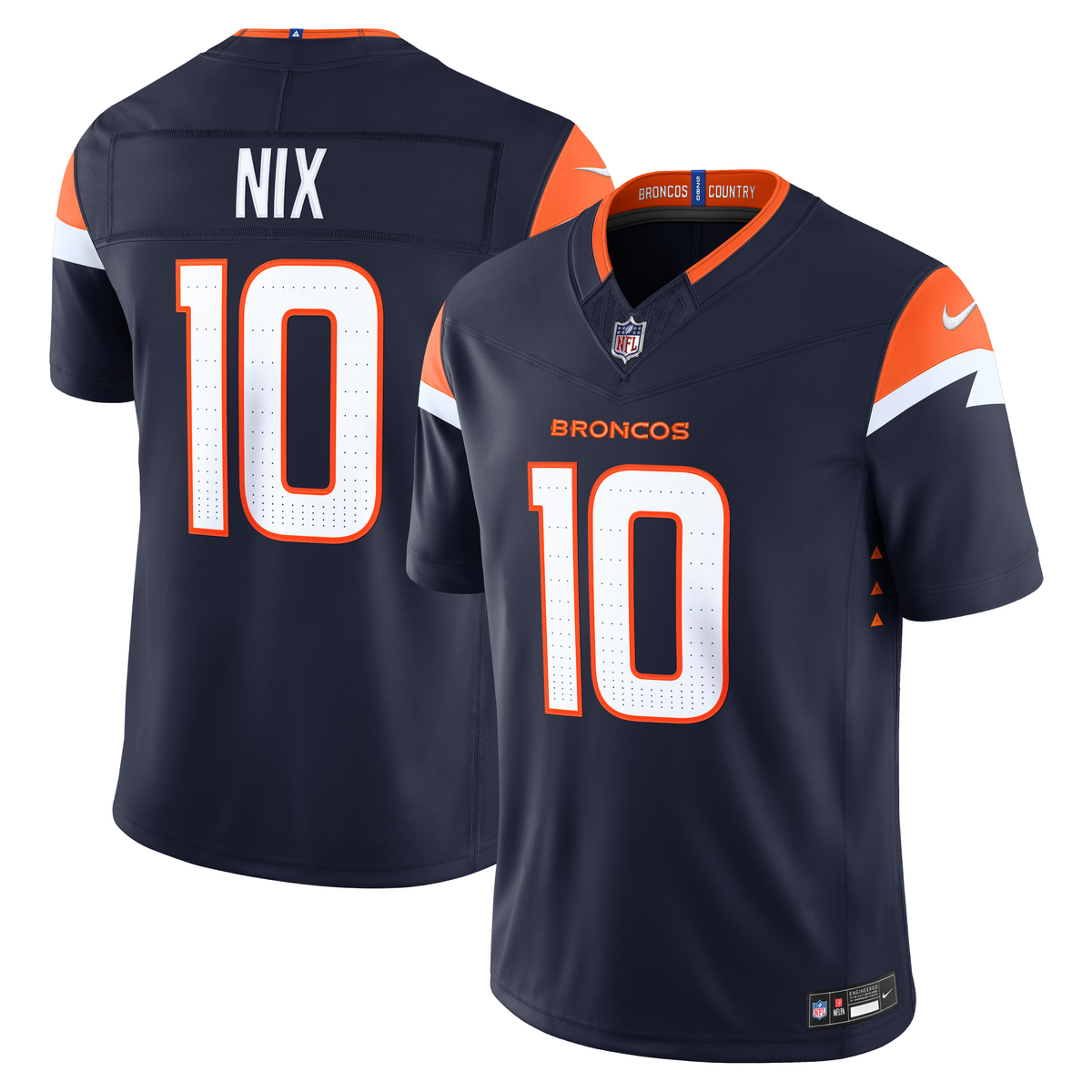Bo Nix #10 Denver Broncos Nike Team Vapor F.U.S.E. Stitched Limited Jersey - Navy
