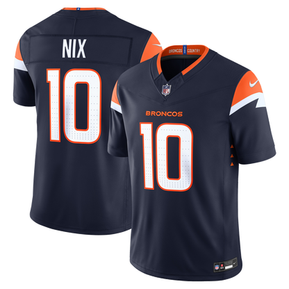 Bo Nix #10 Denver Broncos Nike Team Vapor F.U.S.E. Stitched Limited Jersey - Navy