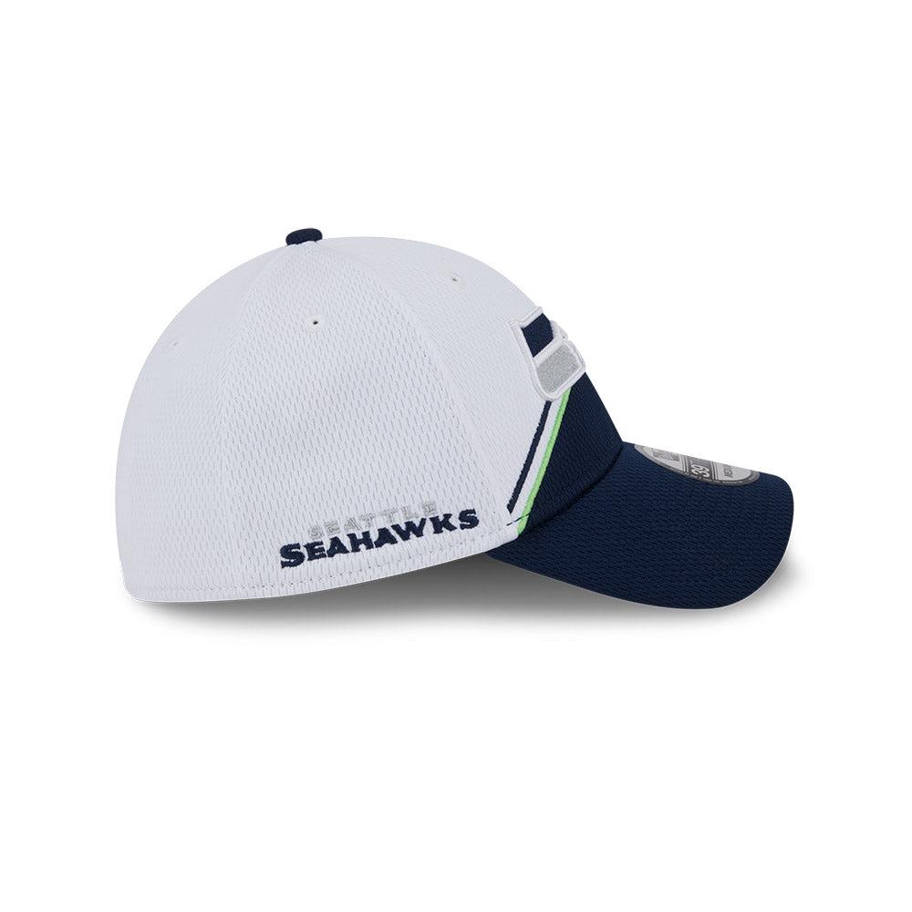 Seattle Seahawks New Era 2023 Sideline 39THIRTY Flex Hat - White/Navy - Pro League Sports Collectibles Inc.