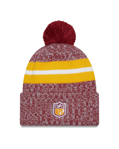 Washington Commanders New Era 2023 Sideline - Sport Cuffed Pom Knit Hat - Burgundy - Pro League Sports Collectibles Inc.