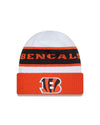Cincinnati Bengals  New Era 2023 Sideline Tech Cuffed Knit Hat - White/Orange - Pro League Sports Collectibles Inc.
