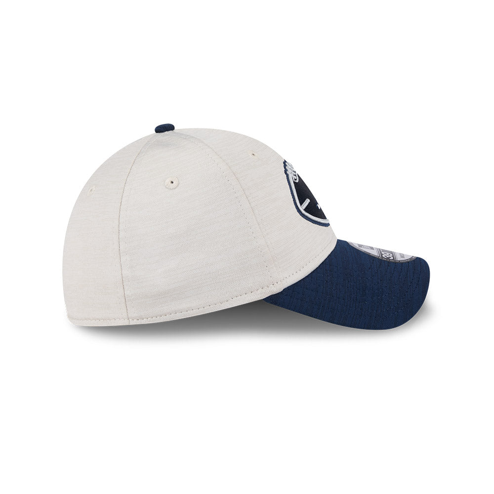 Dallas Cowboys New Era 2024 Sideline Historic 39THIRTY Flex Hat - Stone/ Navy - Pro League Sports Collectibles Inc.