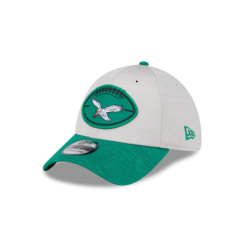 Philadelphia Eagles New Era 2024 Sideline Historic 39THIRTY Flex Hat - Stone / Green