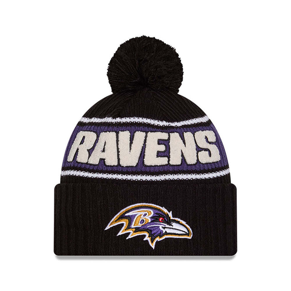 Baltimore Ravens New Era 2024 Sideline Sport Cuffed Knit Hat with Toque - Pro League Sports Collectibles Inc.