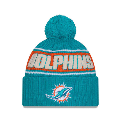 Miami Dolphins New Era 2024 Sideline Sport Cuffed Knit Hat with Toque