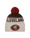 Cleveland Browns 2024 New Era NFL Sideline Historic Cuffed Pom Knit - Cream