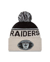 Las Vegas Raiders 2024 New Era NFL Sideline Historic Cuffed Pom Knit - Cream